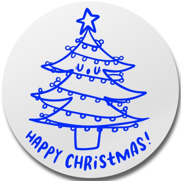 Holographic Happy Christmas Stickers • Holiday Tree Packaging Labels • 2 Inch - Picture 6 of 8